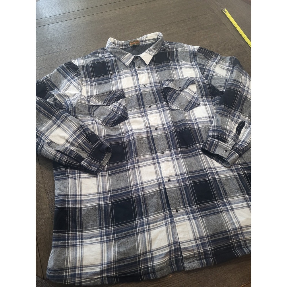 Boulder Creek Trading Co Black Gray Tan Flannel Shirt Jacket Lined Sz 5XLT Big T